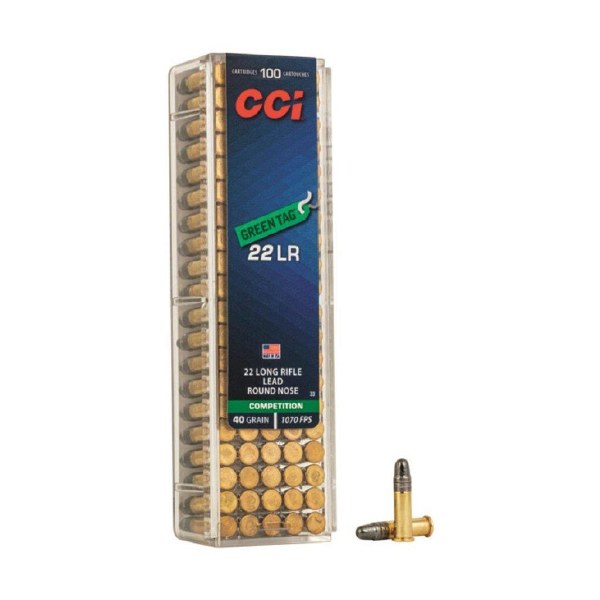 CCI 22 LR Green Tag Competition 40gr Lead Round Nose