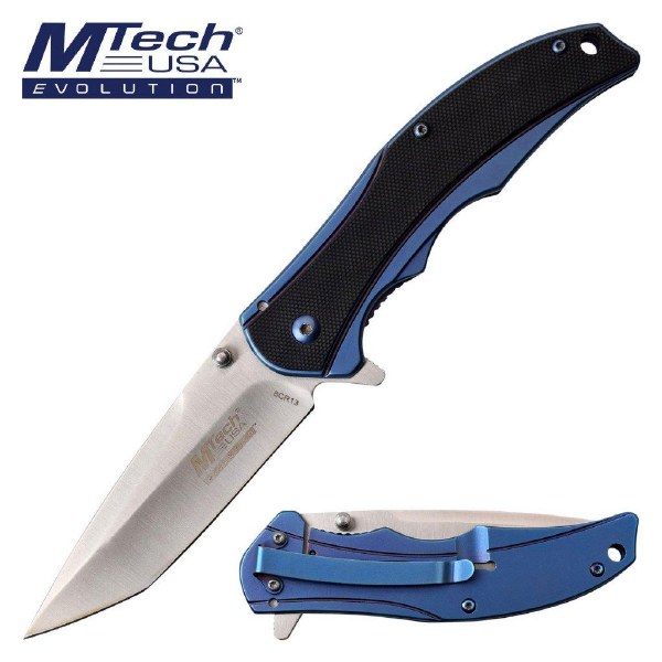 MTech Evolution MTE Folder 3.3" Blade Blue/Black Handle