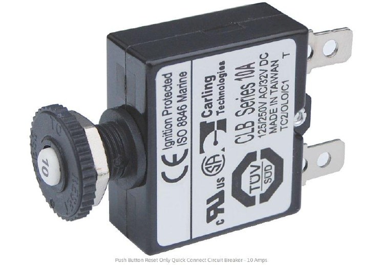 Blue Sea System Push Button Circuit Breaker 10 Amp