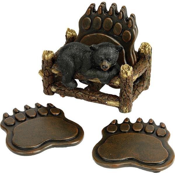 Rivers Edge Coaster Set Bear Sleeping w/Paws