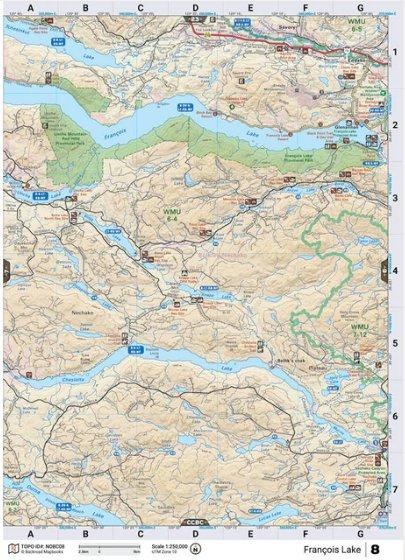 Backroad Mapbooks Water-Resistant Folding Map Francois Lake