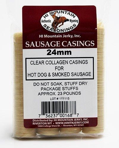 Hi Mountain Seasoning Clear 24mm Collagen Casings for Hot Dogs & Smoked Sausage