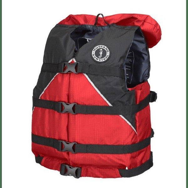 Mustang MV9070 Youth Canyon V Foam Vest 50-90lbs Red/Black