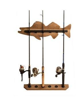 Old Cedar Distressed Wood Walleye 6 Rod Wall Storage Rack