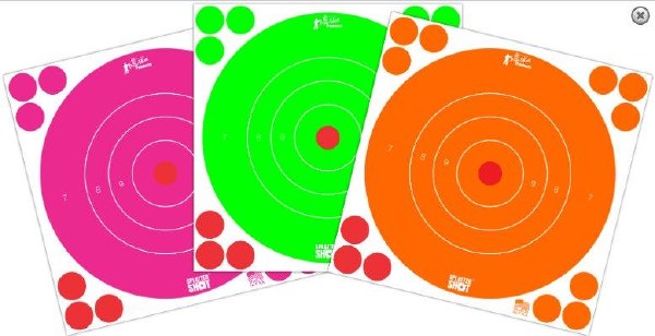 Pro-Shot Target 8" Bullseye Peel-n-Stick High Vis SplatterShot 3 Color 6-Pack