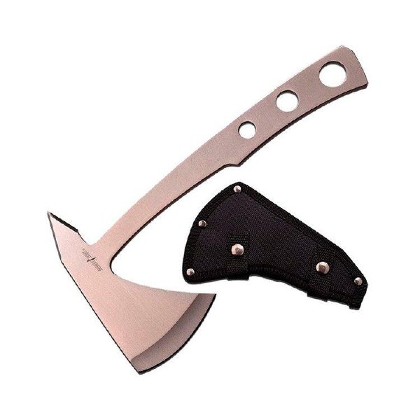 Perfect Point Throwing Axe 9.5'' w/Sheath Silver
