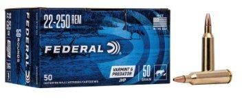 Federal Varmint & Predator 22-250 Rem 50gr JHP 50ct