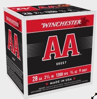 Winchester AA Skeet 28ga 2 3/4" #9 25-Rounds