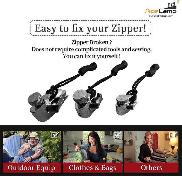 AceCamp Fix N Zip Zipper Repair Black Sm 7064