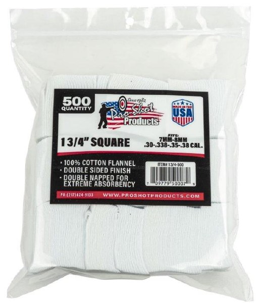Pro-Shot 1.75" Square Patches .270 to .38 Cal 100ct