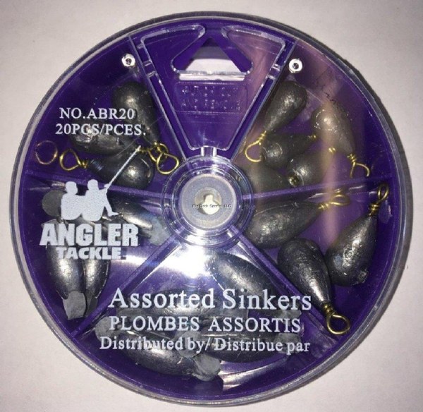 Angler Tackle Assorted Sinkers Rubber Core/Bell 20pcs
