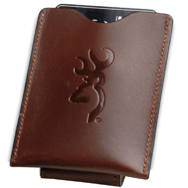 Browning Wallet Brown Leather Money Clip W/Pocket