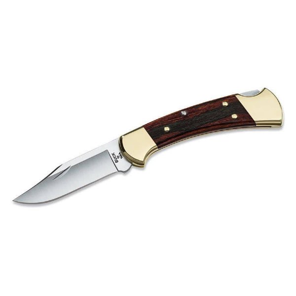 Buck Knife 112 Ranger Folder 3" Clip Blade Ebony/Brass Handle w/Leather Sheath