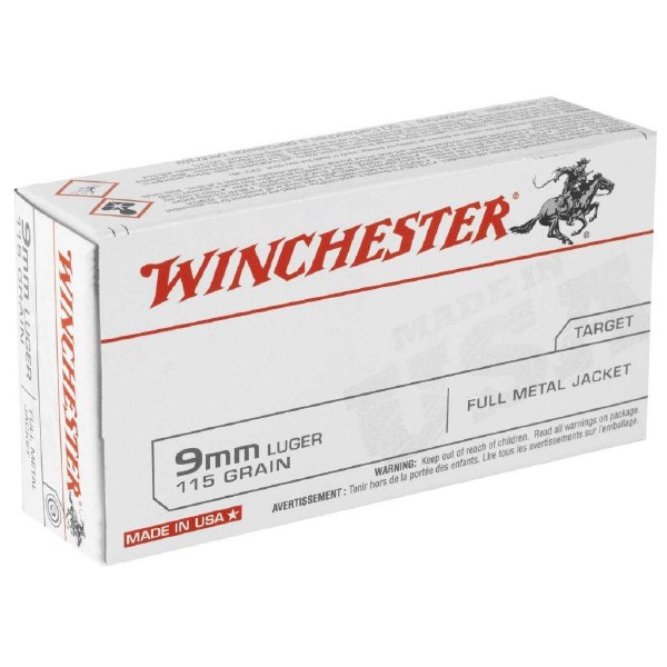 Winchester 9mm Luger 115gr FMJ 50ct