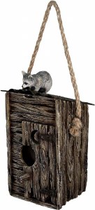 Rivers Edge Bird House Outhouse with Racoon