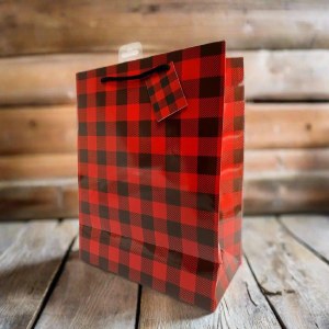 Rivers Edge Gift Bag Medium Buffalo Plaid w/Tissue Paper