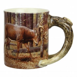 Rivers Edge Mug Deer Scene Antler Handle 15oz
