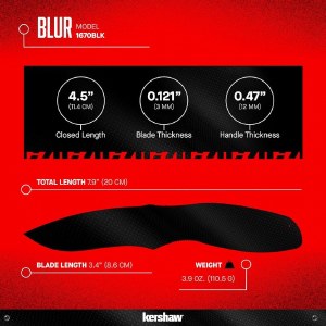 Additional picture of Kershaw Blur 3.5" Folding Black/Black 1670BLK