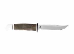Additional picture of Buck Knife Woodsman Pro Green Canvass micarta Handle w/Leather Sheath 13109
