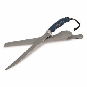 Buck Knife Silver Creek Fillet 9" Coated Clade Blue Rubber Handle w/Sheath