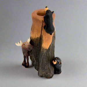 Bearfoots Moose and Bears Tree Bud Vase