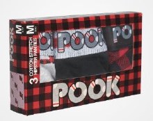 Pook Women's Underwear 3pk - Black/Red Plaid/Beaver Small