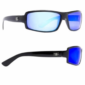 Calcutta New Wave Sunglasses Polarized Shiny Black/Blue