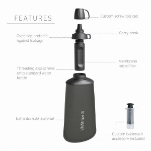 Lifestraw Peak Series Collapsible Squeeze Bottle Filter 650ml Dark Mountain Grey