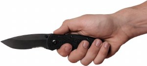Additional picture of Kershaw Blur Folder 3.5" Serrated w/Glass Breaker Black
