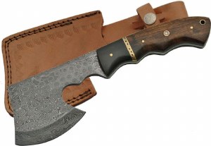 SZCO Damascus Hatchet 9.5" w/Leather Sheath