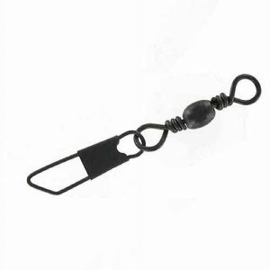 Angler Tackle Barrel Swivel w/Safety Snap Sz.1/0 Black 2ct