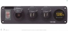 Blue Sea Systems Water Resistant Accessory Panel 2 USB, Socket, Voltmeter