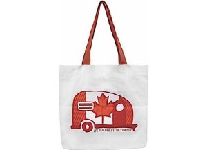 CAMCO Life Is Better At The Campsite Tote Bag Canada Flag Retro Trailer