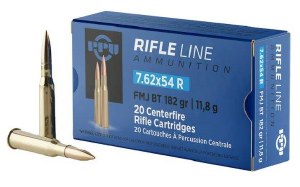 PPU Rifle Line 7.62x54R FMJ BT 182gr 20ct