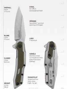 Additional picture of Kershaw Salvage Folder Silver/Moss w/Pocket Clip