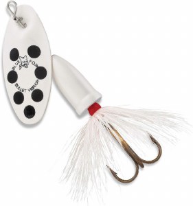 Blue Fox Vibrax Bullet Fly #2 White Black Dots 1/4oz