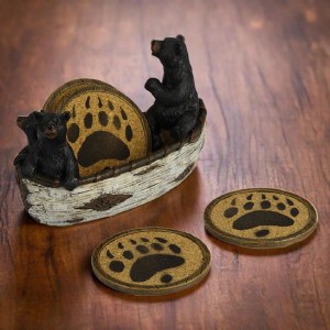 Rivers Edge Coaster Set Bears in Canoe