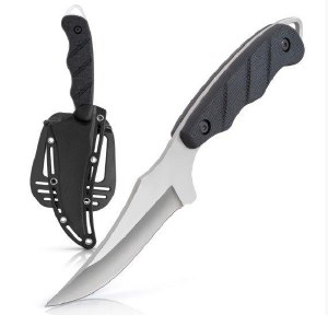 Maxam Rampant Fixed Blade Hunting Knife 4" Trailing Point Blade w/Sheath