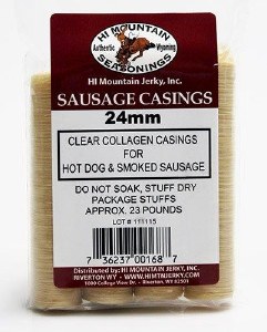 Hi Mountain Seasoning Clear 24mm Collagen Casings for Hot Dogs & Smoked Sausage