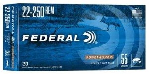 Federal Power Shok 22-250 Rem Jacketed Soft Point 55gr