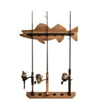 Old Cedar Distressed Wood Walleye 6 Rod Wall Storage Rack