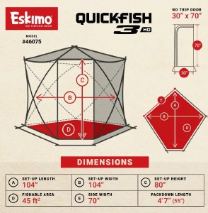 Additional picture of Eskimo Quickfish 46075 3HD Insulated Ice Hut 3 Person