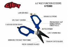 Gibbs Delta Multi Function Scissors 6.6" Stainless w/Sheath
