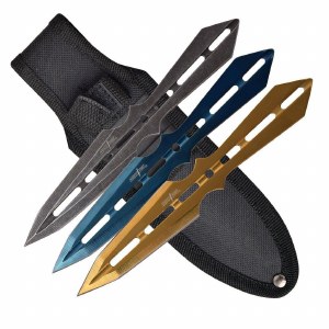Perfect Point Throwing Knives Black/Blue/Gold 3pk