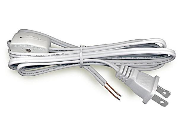 Cord w/ Molded Plug & Switch- 8ft, White