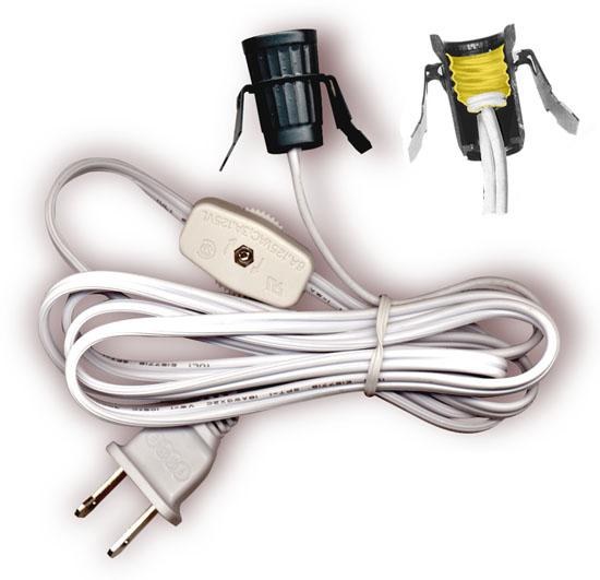 Cord w/ Snap in Socket & Switch 6ft, White