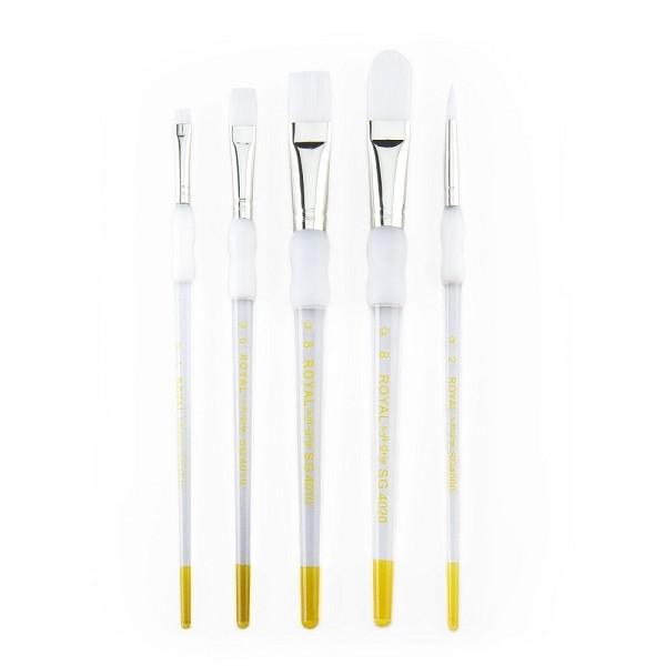 SG-305 Soft Grip White Taklon Brushes (5 PC)