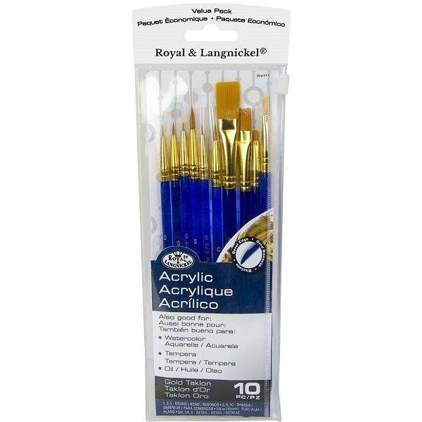 SVP-1 Gold Taklon Brushes Variety Pack (10 PC)