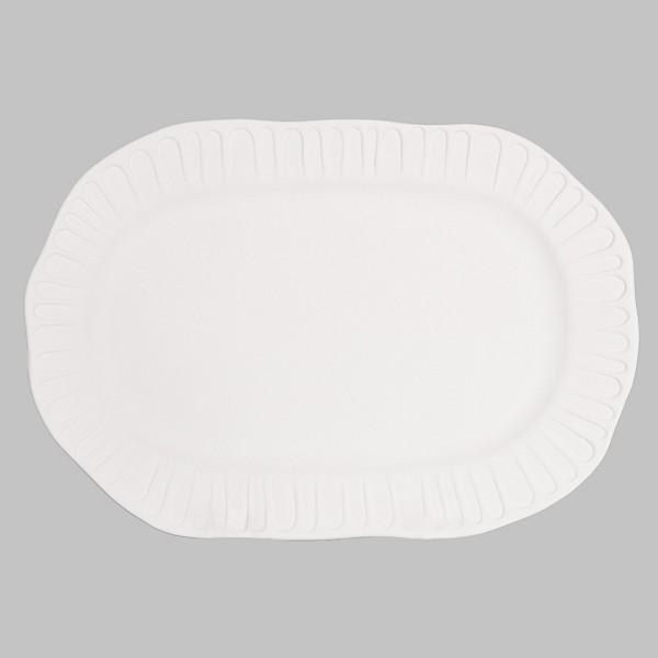 SB150 - Stoneware Fluted Oval Platter    15"L x 10.25"W x 1"H
