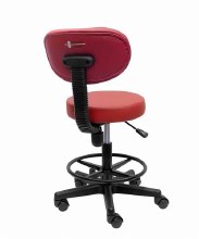 Additional picture of Task Stool w/ Back & Foot Rest - Burgandy